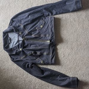 Armani Exchange cropped denim-look jacket.